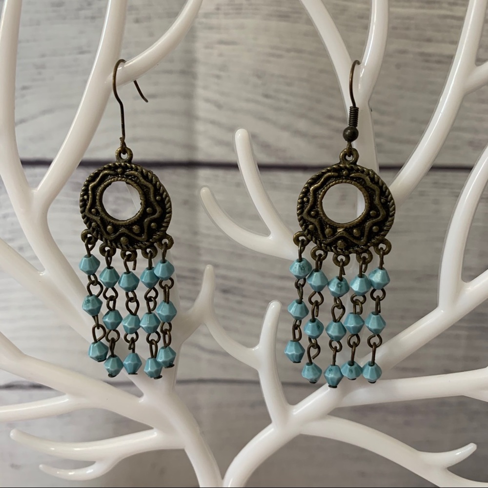 Hippie boho dreamcatcher style dangling earrings